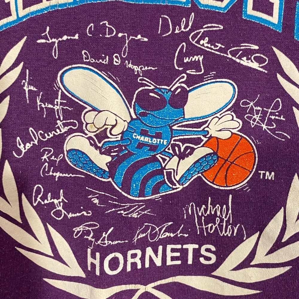 1988 Charlotte Hornets NBA Inaugural Season Tee USA MADE Vintage 80s Purple L